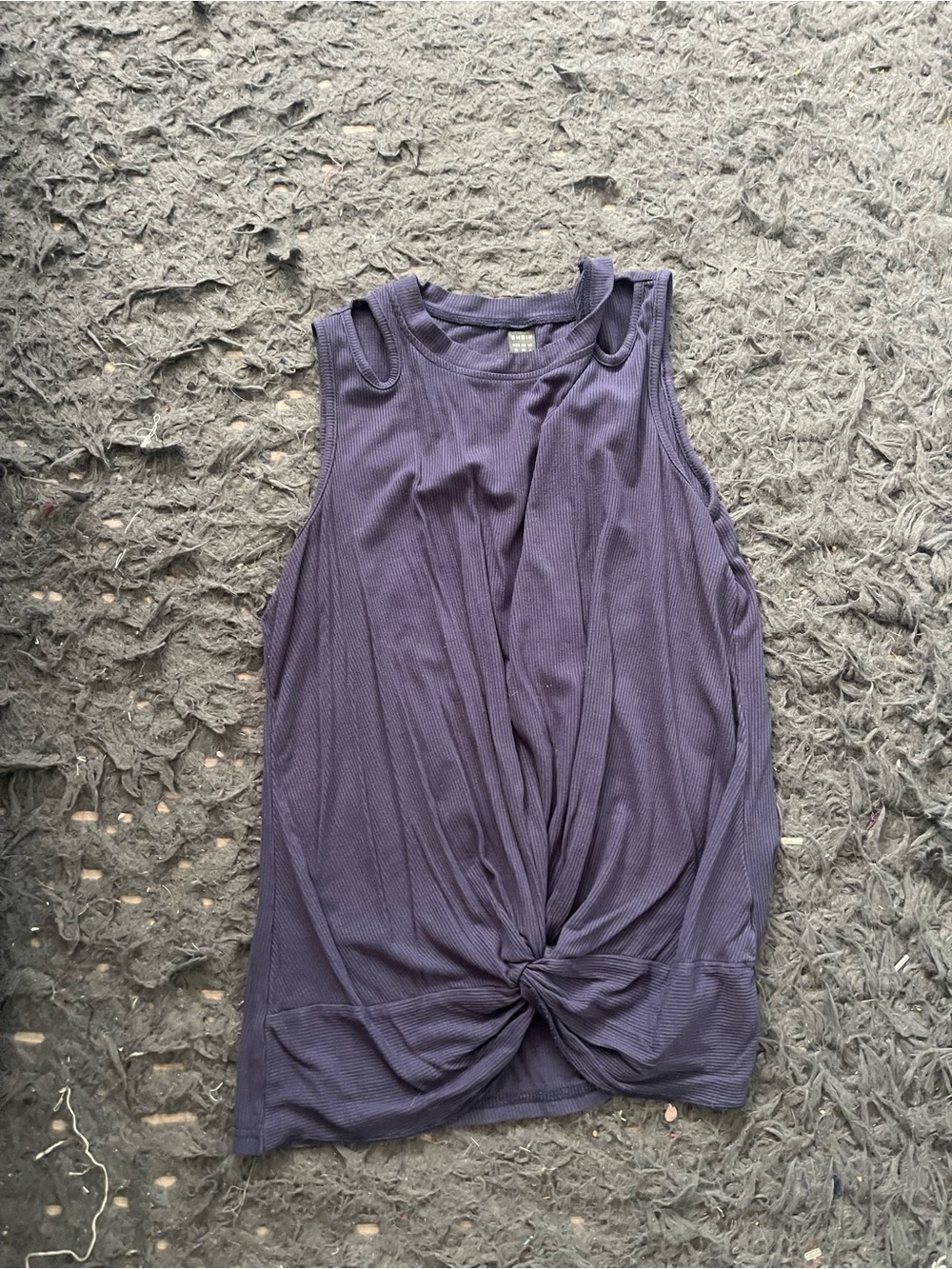 Women s shein Waffle Knit Twist-Front Sleeveless Tank - Purple size medium